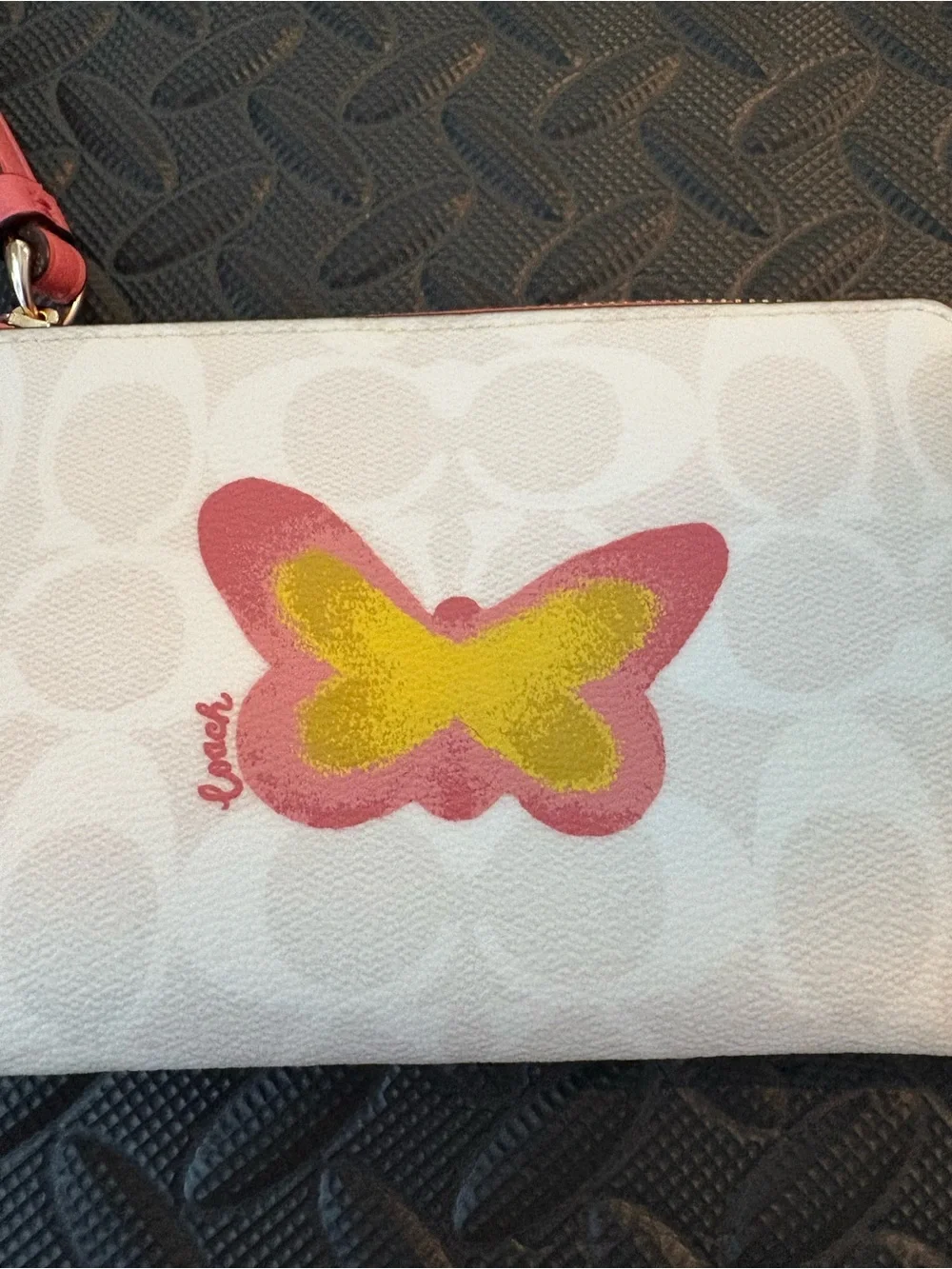 Coach Kids Butterfly Wristlet in White, Pink and Yellow